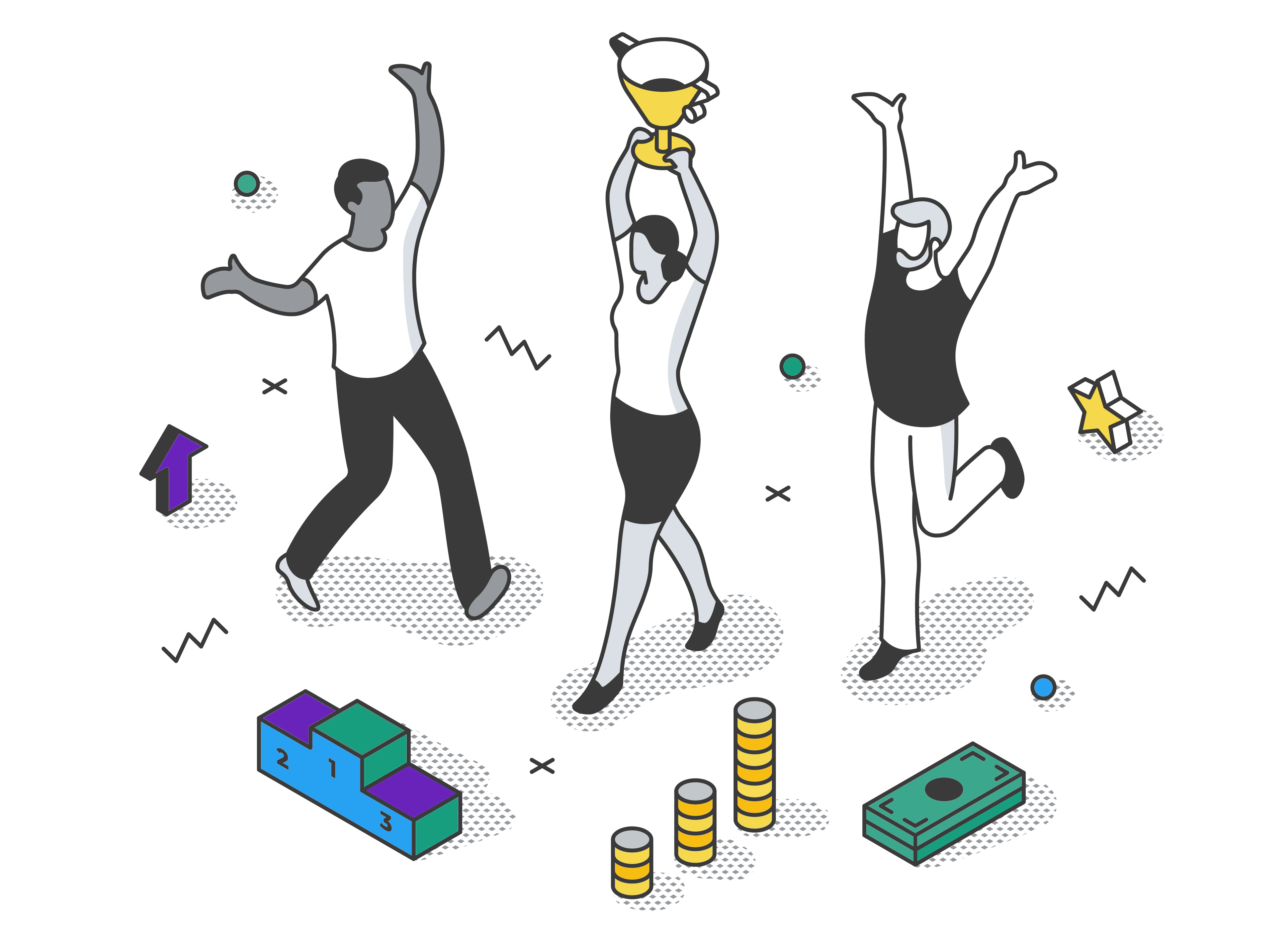 illustration representing a team celebration